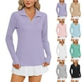 thumbnail image 3 of nerohusy Womens Long Sleeve Golf Polo Shirts UPF 50+ Sun Protection 1/4 Zip Summer Quick Dry Hiking Shirt Quarter Zip Pullover Light Blue,L, 3 of 8