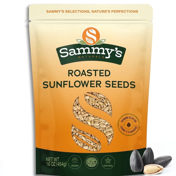 Sammys Naturals Roasted Sunflower Seeds, Unsalted Kernels (16oz - 1 lb)