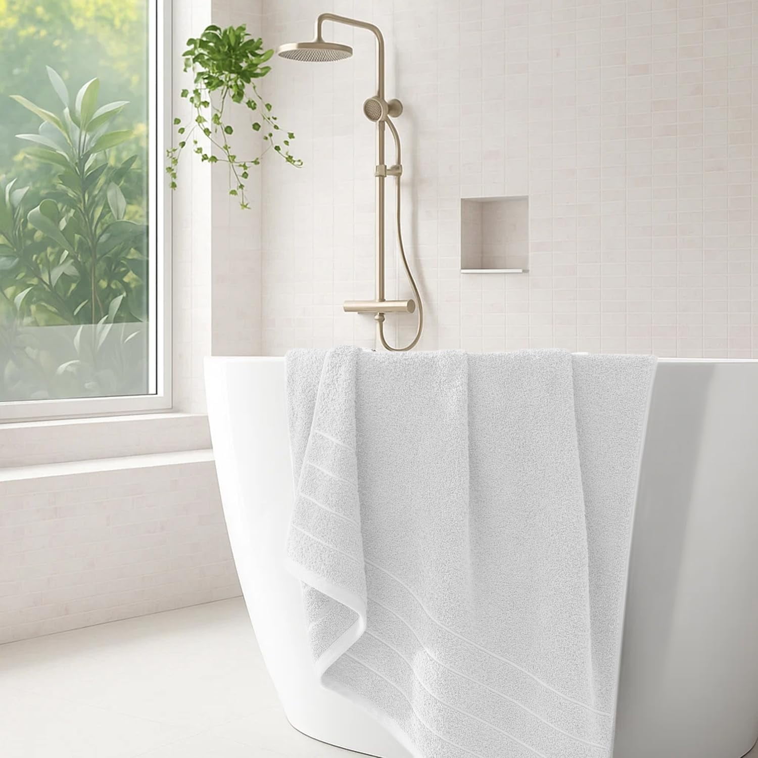Dan River Bath Towel 30x60 pack of 4 Ultra Soft Quick Drying Large Cotton Towel - White