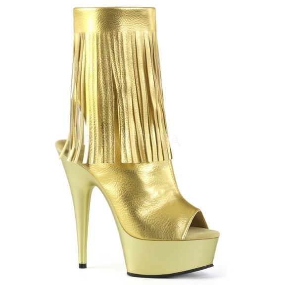 DELIGHT-1019, 6'' Heel 1 3/4'' Open Toe Heel Fringe Boot