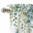 thumbnail image 4 of Kitchen Window Curtains Valance and Tier Set, Gradient Green Eucalyptus Leaves Rod Pocket Tier Curtains and Valance 3 Piece Set, Watercolor Botanical Window Treatment for Bedroom Living Room, 4 of 9