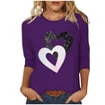 thumbnail image 2 of HaoXianJian Valentine's Day Shirt for Women Glitter Love Heart Printed T-Shirt Top 3/4 Sleeve Tee Crew Neck Casual Blouse Tops Size S-2X, 2 of 4