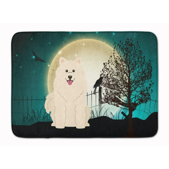 Halloween Scary Samoyed Machine Washable Memory Foam Mat