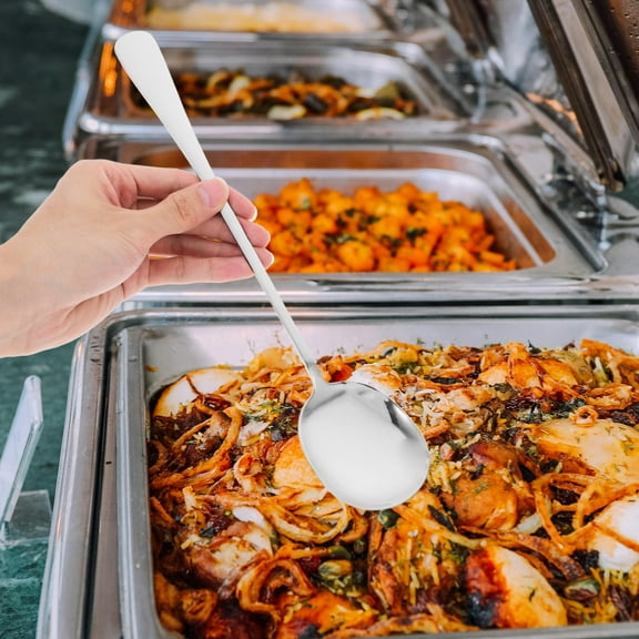 Raindrops WORGEOUS 1 Set Long Handle Salad Serving Utensils Stainless Steel Slotted Spoons And Forks For Buffet Salad Restaurant Cooking