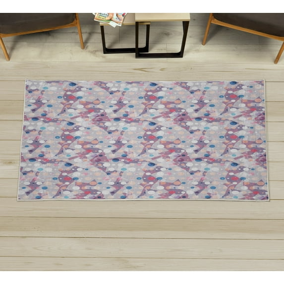 Abstract Decorative Rug, Colorful Circular Large Polka Dots Bubble Happy Hipster Fun Print, Quality Carpet for Bedroom Dorm and Living Room, 6 Sizes, Pale Mauve, by Ambesonne