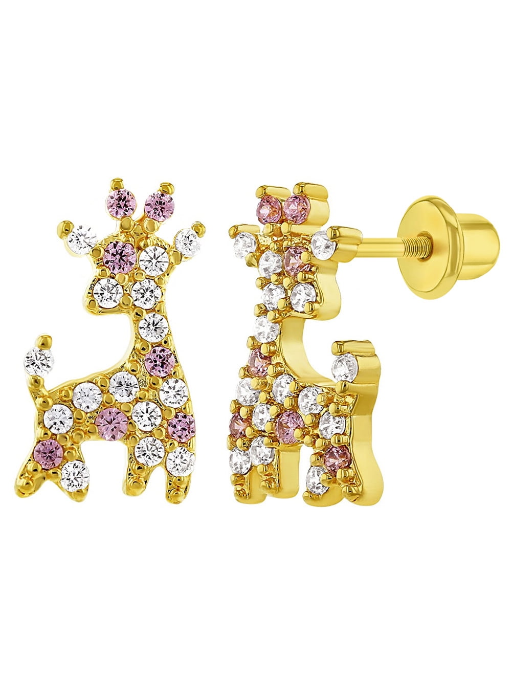 Details about   18k Gold Plated Fuchsia Green Crystal Cherries Screw Back Girls Earrings 