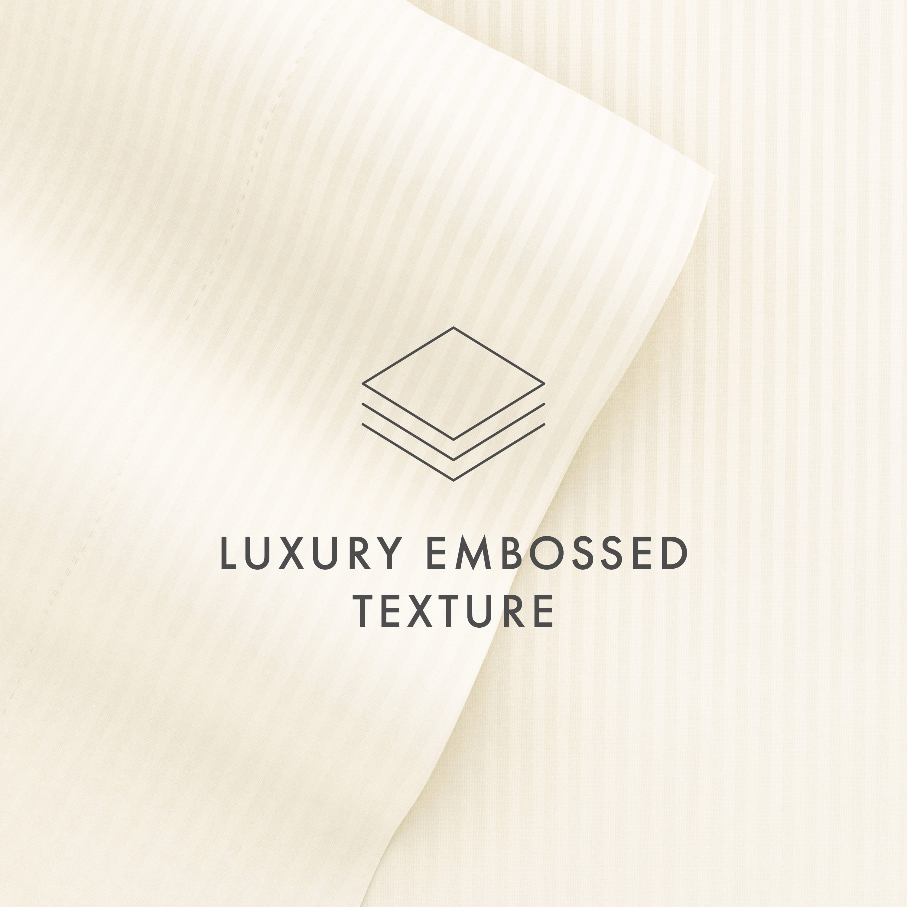 Noble Linens 4 Piece Ivory Striped Embossed Bed Sheet Set, Full