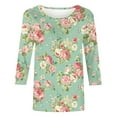 thumbnail image 4 of GaThRRgYP Plus Size Tops for Women,Plus Size Tops under 10.00,Women's Fashion Printed Round Neck 3/4 Sleeve T-shirt Loose Tops Long Sleeve Round Neck Tops/Shirt Army Green S, 4 of 5