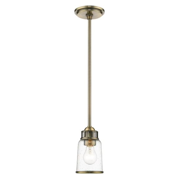 Livex Lighting Lawrenceville Mini Pendant Light in Antique Brass