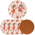thumbnail image 2 of Cupid 6PCS Round Microfiber Leather Coasters, 11x11 cm/4.3x4.3 in, Drink Mats for Home and Office, Set of 6 Coasters, 2 of 6