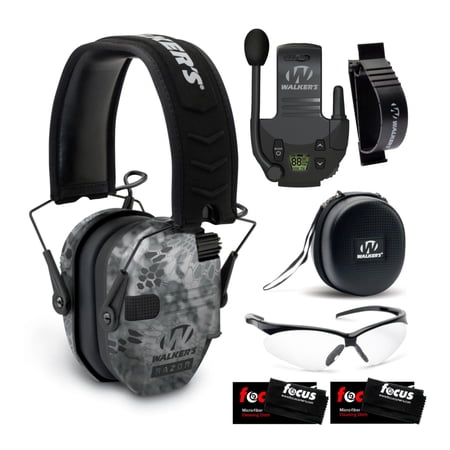 Walkers Razor Digital Ear Muffs (Raid Kryptek) with Walkie-Talkie Bundle