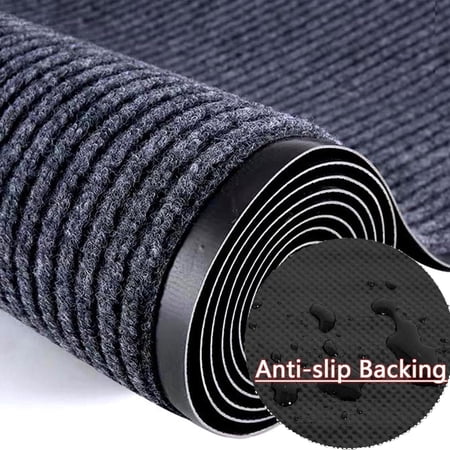 Condition photo showing New/Like New for WANLISELL 3 x 16 ft Commercial Entrance Stripe Mat Brush Step Entrance Mat Heavy Duty Indoor Outdoor Doormat Non Slip Hallway Runner Rug Gray