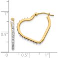 thumbnail image 5 of 14K Yellow Gold Diamond Fascination Heart Hinged Hoop Earrings (16 X 1) Made In United States df258, 5 of 6