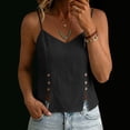thumbnail image 4 of RQYYD Womens Sleeveless V Neck Spaghetti Strap Tops Casual Side Button Blouses Linen Blend Tee Shirts Clothes, 4 of 7