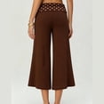 thumbnail image 6 of Resicozy Fold Over Pants Women Y2K Bottoms Yoga Pants Low Rise Foldover Flare Legging Summer Wide Leg Trousers Brown 2XL, 6 of 10