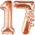 thumbnail image 2 of Rose Gold 17 Balloon Numbers Set - Big 32 Inch | Rose Gold 17 Balloons with Confetti Balloons | 17th Birthday Decorations for Girls | Number Balloons for Happy Anniversary Decorations Supplies, 2 of 6