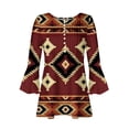 thumbnail image 4 of Scyoekwg Womens Tops 3/4 Sleeve Dressy Casual Blouses Trendy Ethnic Print Graphic Tees Loose V-Neck 3/4 Flared Sleeve Button Pleated T Shirts Comfy Blouses (#B=Wine,XXXL), 4 of 5