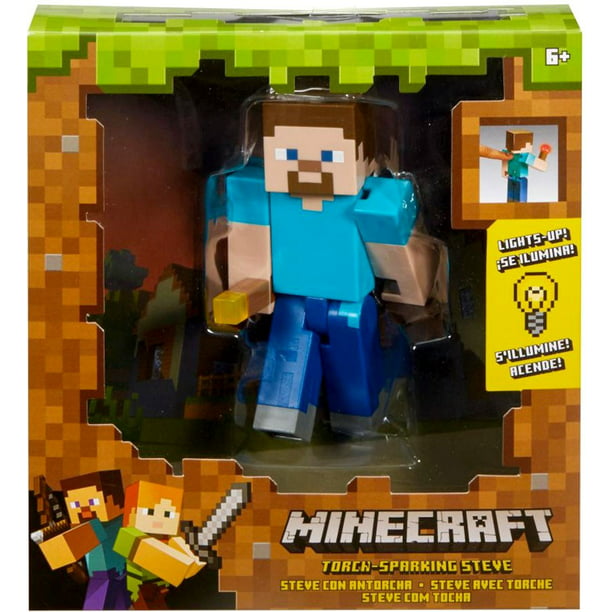 Minecraft Torch-Sparking Steve Action Figure [Light-Up] - Walmart.com ...