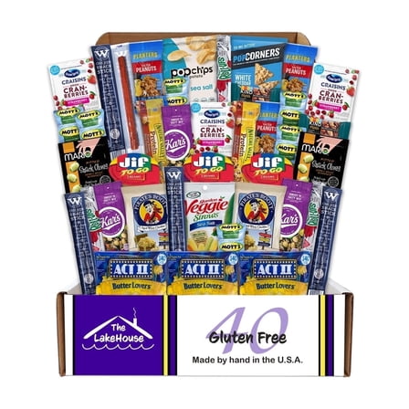 40 Count Gluten Free Snacks - Quality Celiac-Friendly Healthy Variety Pack for Adults - Gluten Free Snack Box - College Care Package Gift Basket