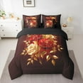 thumbnail image 3 of Feelyou Red Gold Rose Twin Bedding Sets 7-Piece, Romantic Fashion Floral Bedding Comforter Set, Romantic Anniversary Theme Reversible Sheet Sets, Super Cozy Room Decor, 3 of 8