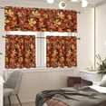 thumbnail image 3 of Maple Leaf Kitchen Window Curtains Valance and Tier Set, 3 Piece Set Rod Pocket Short Curtains, Fall Window Treatment for Bathroom Living Room Bedroom, Easy to Install, 3 of 5