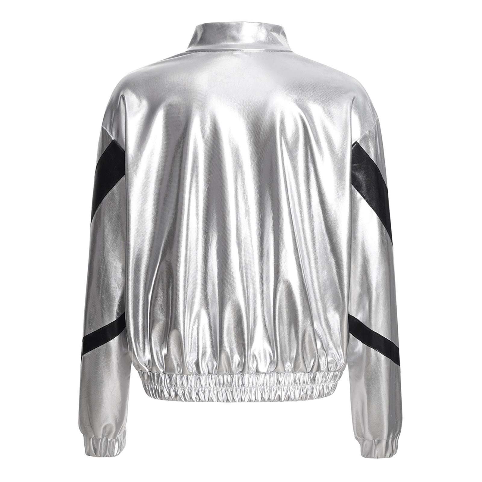 Alvivi Kids Girls Shiny Metallic Long Sleeve Zipper Bomber
