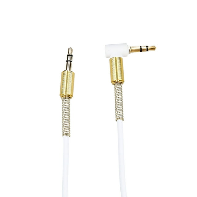 TFixol 3.5mm Male to Male Car Connection Line Computer Mobile Phone Earphone Audio Box Amplifier Adapter Line Straight to Bend White 1m