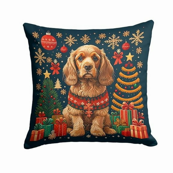 Cocker Spaniel Christmas Fabric Decorative Pillow 18 in x 18 in