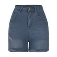 thumbnail image 6 of Jean Shorts for Women Casual Ripped Slim Fit Shorts Shining Button Denim Shorts, 6 of 7