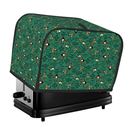 

KLL Cartoon Air Transportation Print 2 Slice Toaster Dust Covers Kitchen Small Appliance Cover with 2 Pockets Can hold Jam Spreader Knife & Toaster Tongs (11.4 x 7.9 x 7.5)