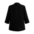 thumbnail image 7 of Hurxie Summer Women’s Linen Blazer Jacket - Lightweight Breathable 3/4 Stretchy Ruched Sleeve Casual Work with Pocket Black,S, 7 of 7