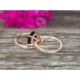 thumbnail image 3 of 2Pcs Wedding Ring Set Cushion Cut 2.30 Carat Black Diamond Moissanite Engagement ring On 10k Rose gold Curved Wedding Band Personalized for Brides, 3 of 5