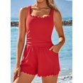 thumbnail image 6 of Asoul Swim Rompers for Womens Tummy Control V Neck Swimsuits with Shorts One Piece Modest Bathing Suits Full Coverage 2026, 6 of 8
