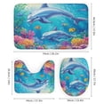 thumbnail image 3 of 4 Pcs Shower Curtain Sets Beautiful Underwater World Two Dolphins Shower Curtain Set with Rugs Sea Animals Underwater World Decorative Bathroom Decor Set for Bathroom Decor 72inch X 72inch, 3 of 8