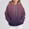 thumbnail image 2 of LEBONYAR Women's Fashion Round Neck Drawstring Hoodie Casual Gradient Color Long Sleeve Pocket Loose Fit Sweatshirts, 2 of 7