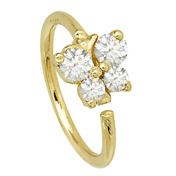 20G 14K Yellow Gold Butterfly 0.11 ctw Diamond Nose Hoop Ring Twist-open 5/16"(8mm) Diamond Nose Ring, Unisex 14KNH029BTFWA-YWD