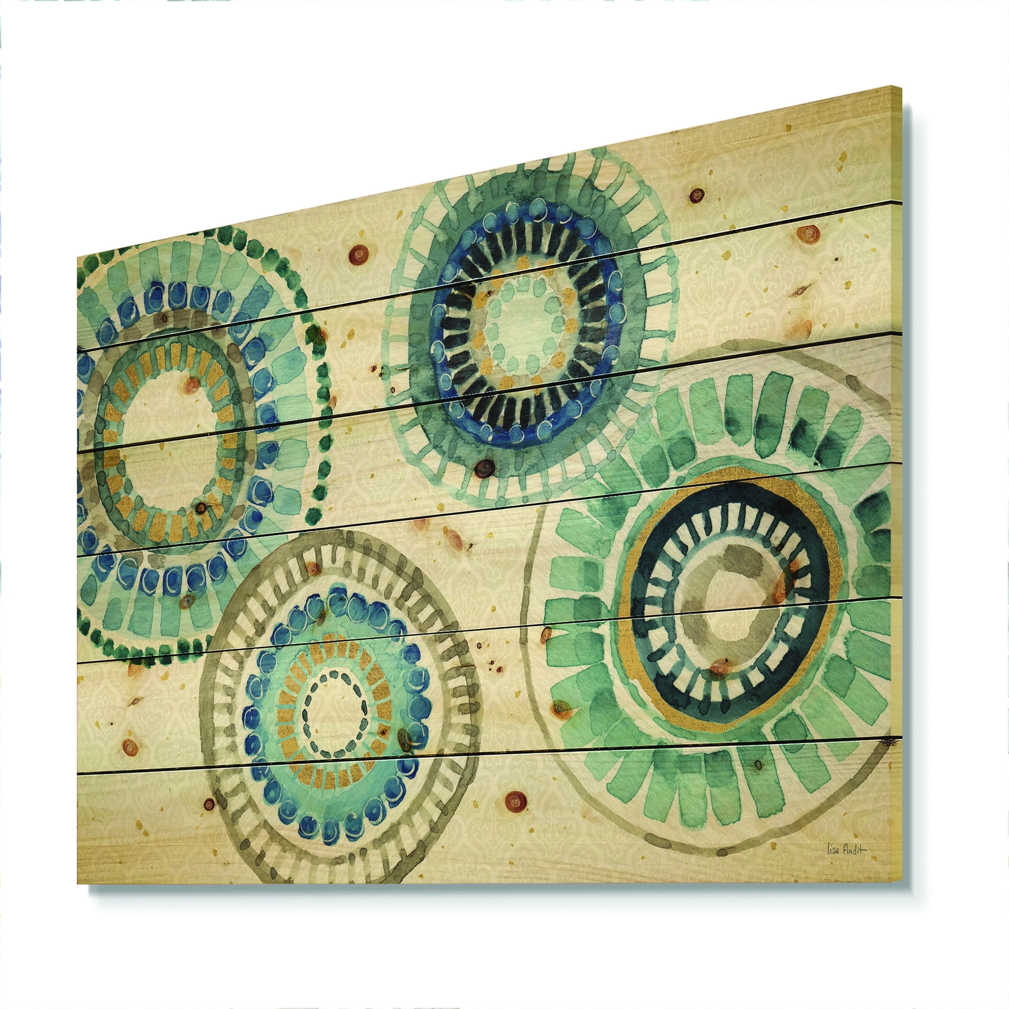 Designart Modern Gold Timetable II Mid-Century Modern Print on Natural Pine Wood Art Print, 40" x 30"