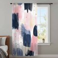 thumbnail image 4 of Navy Blue Pink Art Sheer Curtains 45 Inches Long, Abstract Contemporary Luxury Light Filering Curtains, Breathable Simi Curtain Privacy Drapes for Kitchen Bathroom Lightweight Small Window Treatment, 4 of 9