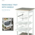 thumbnail image 4 of HomCom Mobile Rolling Kitchen Island Trolley Serving Cart with Underneath Drawer & Slide-Out Wire Storage Basket, White, 4 of 10