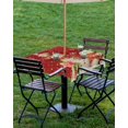 thumbnail image 4 of Fsddascl Red Christmas Outdoor Tablecloth - 60x60 Inch Square Dining Table Cover, Xmas Snowman Bear Snowflake Waterproof Outdoor Table Cloth with Umbrella Hole & Zipper for Picnic/Patio/Party, 4 of 7