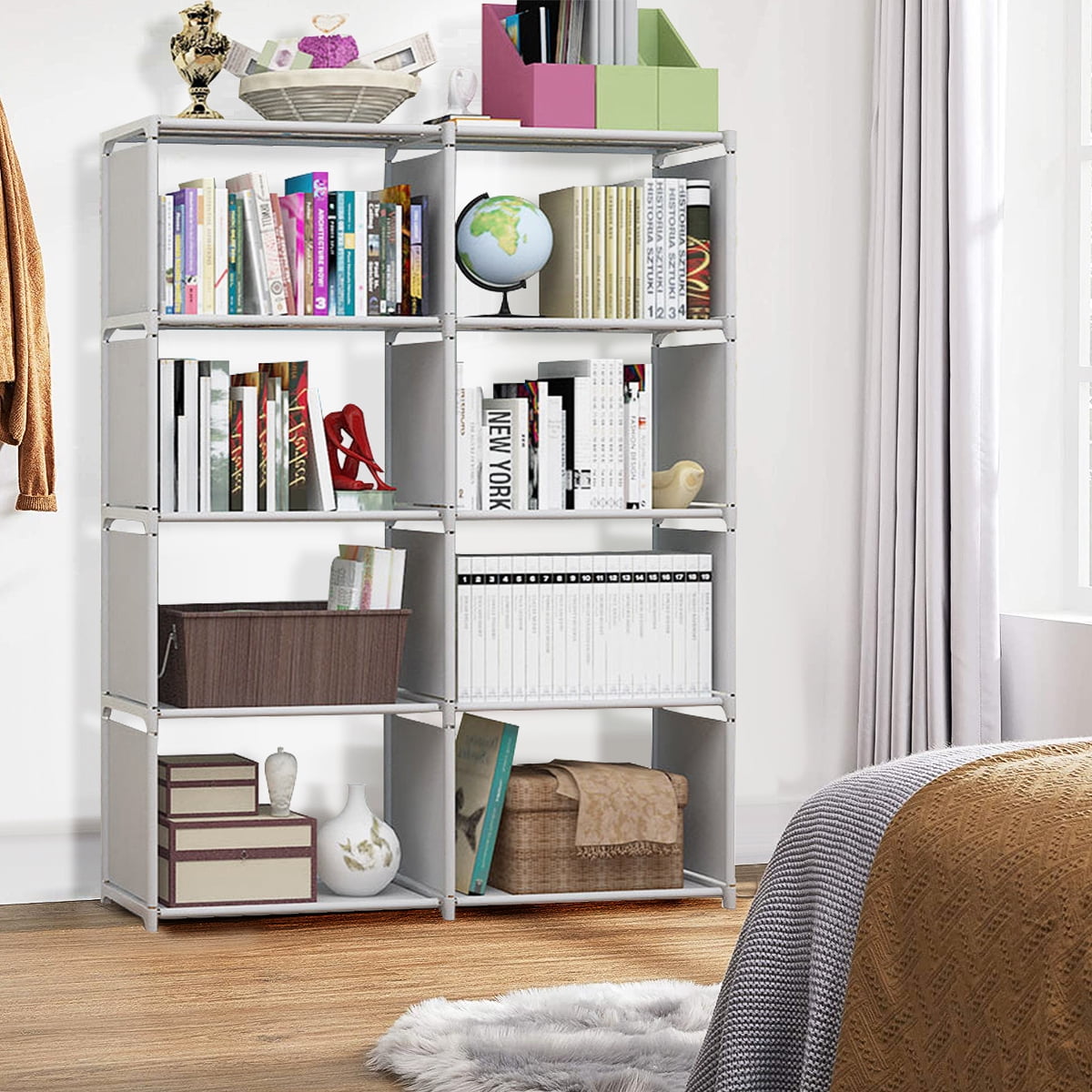 Bookshelf with 9 Book Shelves DIY Adjustable Bookcase Home Furniture Storage~ 
