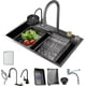 thumbnail image 1 of Fregadero De Cocina, Chido Fregadero de Cascada con 2 Pack Grifos, Moderno Tarjas Para Cocina lluvia Volador, Volante Fregadero Doméstico para Cocina, Bar, Comedor, Exterior (80 * 45cm), 1 of 7