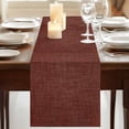 thumbnail image 3 of Dark Brown 108 Inch Table Runner, Vintage Country Monochrome Chocolate Color Farmhouse Dresser Scarf Cotton & Linen Tablerunner for Dining/Kitchen Island/Holiday Party Décor 13" x 108", 3 of 9