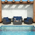 thumbnail image 4 of Costway 4PCS Patio Rattan Furniture Set Cushioned Sofa Loveseat with Navy & Turquoise Cover, 4 of 10