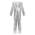 thumbnail image 6 of Alvivi Women Shiny Metallic Bodysuit  Unitard Jumpsuits Leotard Festival Costumes Silver S, 6 of 7