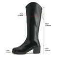 thumbnail image 7 of Rokment Fall Winter Wide Calf Knee High Boots for Women Black White Leather Chunky Mid Heel Dress Riding Long Tall Boots, 7 of 7