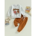 thumbnail image 2 of Mialoley Tenues d'Automne pour Garçons Tout-Petits Imprimé Rugby Col Rond Manches Longues Chandails en Molleton et Pantalons Longs Ensemble 2 Pcs, 2 of 9