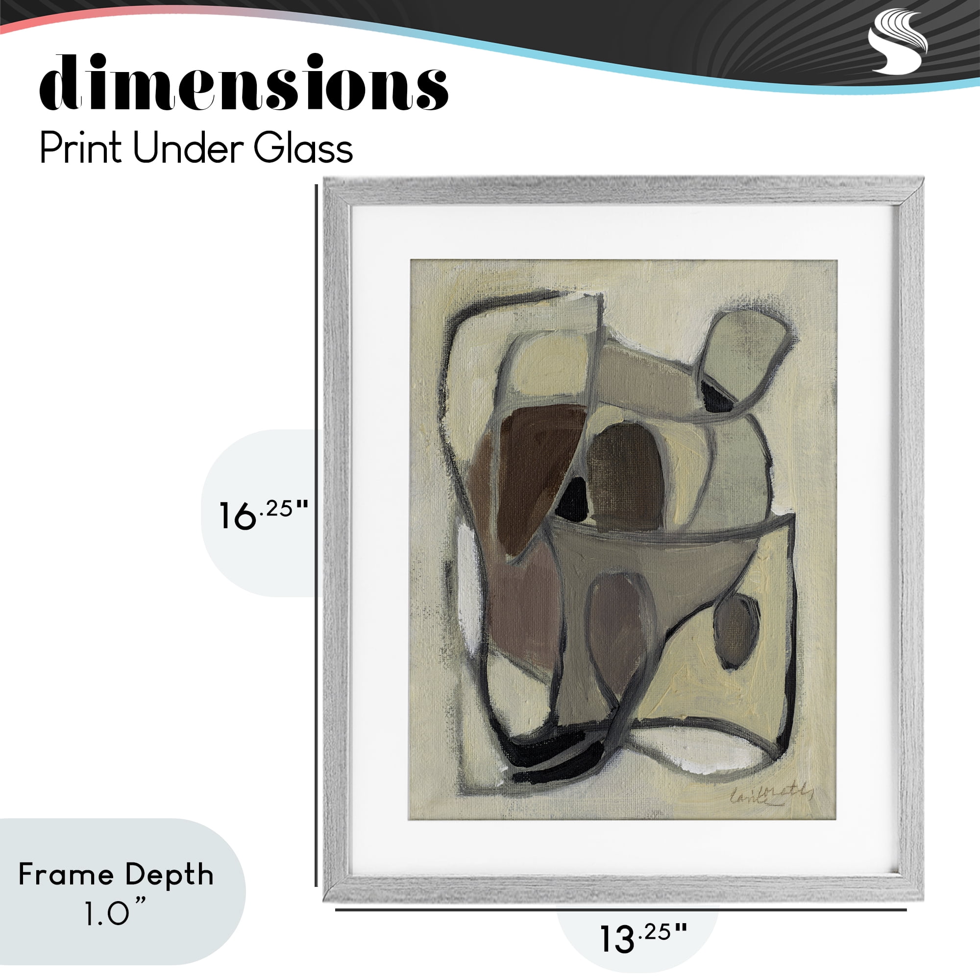 Stupell Industries Rustic Curved Shapes Abstract Gray Framed Print Under Glass, design by Lanie Loreth