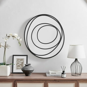 Danya B. Sonya 25.5-inch Contemporary Continuous Circles Wall Mirror with Black Iron Accents