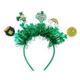 thumbnail image 2 of St. Patrick’s Day Headband, Green Shamrock and Glitter Decor, Fun Holiday Accessory with Leprechaun, Rainbow, and Pot of Gold, 2 of 6